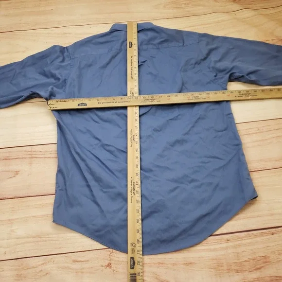 Croft & Barrow Shirt Mens 15.5 Blue Herringbone Twill Button Up Long Sleeve - Picture 4 of 7